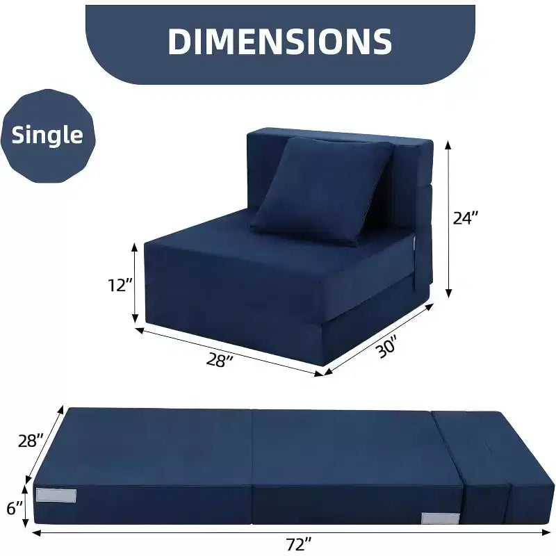 Divano Letto Singolo Convertibile Pieghevole Grigio, Futon da Terra Imbottito con Cuscino per Soggiorno o Ufficio, Poltrona Letto Compatta Facile da Spostare