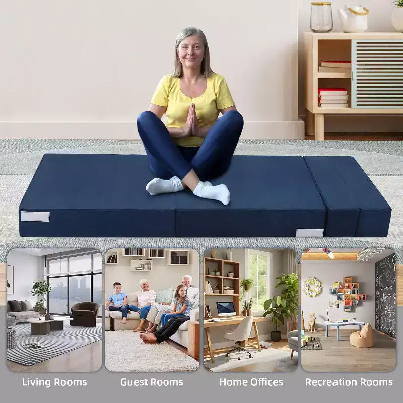 Divano Letto Singolo Convertibile Pieghevole Grigio, Futon da Terra Imbottito con Cuscino per Soggiorno o Ufficio, Poltrona Letto Compatta Facile da Spostare