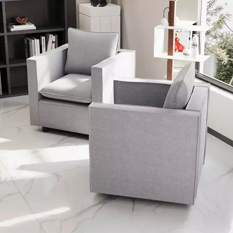 MAYEERTY Set di 2 poltrone singole grigie, cuscino di seduta morbido e traspirante, poltrona morbida per camera da letto o sala lettura