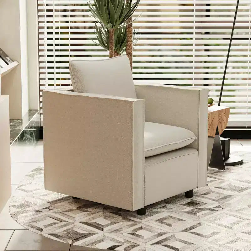 MAYEERTY Poltrona singola beige, sedie decorative con morbido cuscino di seduta e braccioli per sala lettura e soggiorno