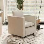 MAYEERTY Poltrona singola beige, sedie decorative con morbido cuscino di seduta e braccioli per sala lettura e soggiorno