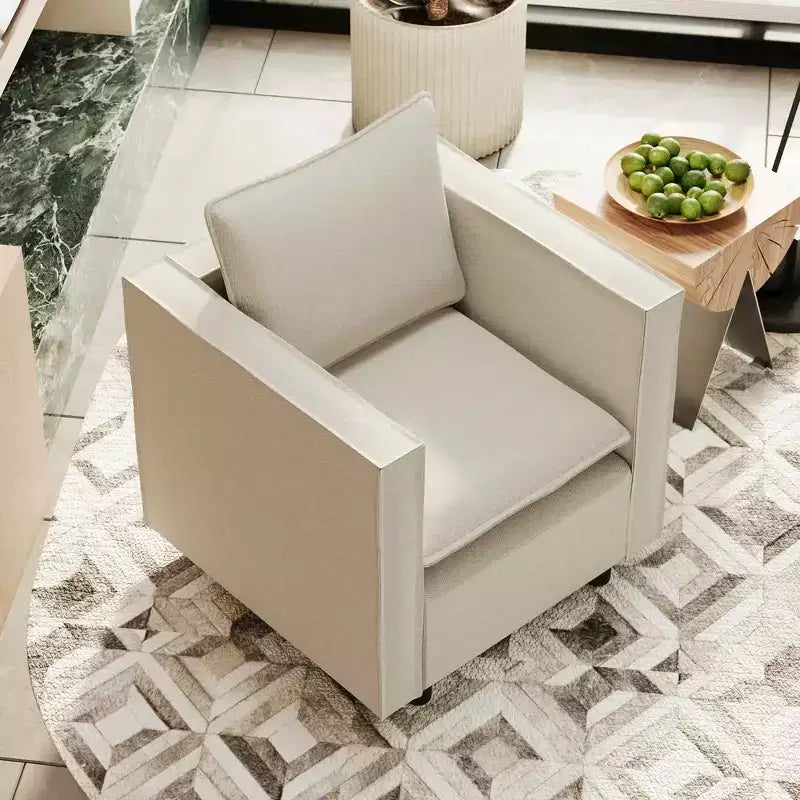 MAYEERTY Poltrona singola beige, sedie decorative con morbido cuscino di seduta e braccioli per sala lettura e soggiorno
