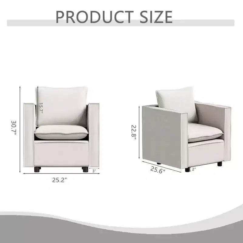 MAYEERTY Poltrona singola beige, sedie decorative con morbido cuscino di seduta e braccioli per sala lettura e soggiorno