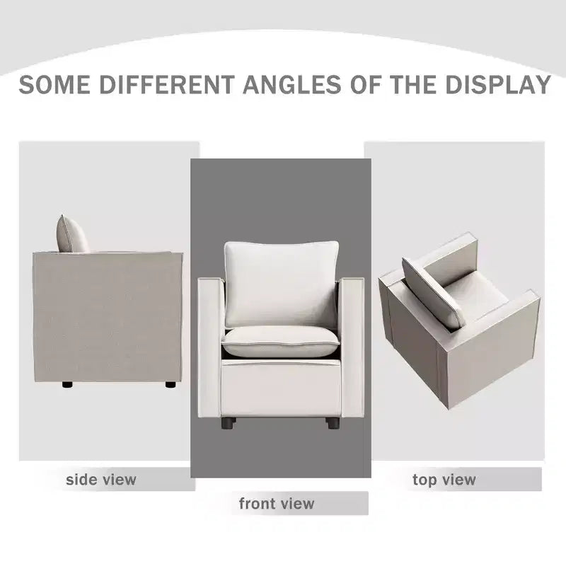 MAYEERTY Poltrona singola beige, sedie decorative con morbido cuscino di seduta e braccioli per sala lettura e soggiorno