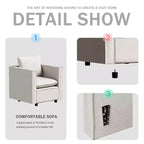 MAYEERTY Poltrona singola beige, sedie decorative con morbido cuscino di seduta e braccioli per sala lettura e soggiorno