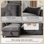 Divano componibile a U Whisen da 136'' con console, portabicchieri e pouf contenitore mobile