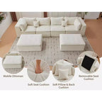 Divano componibile modulare 140 a U, divano "Cloud Boneless" con doppio chaise longue/ottoman e cuscini in memory foam in ciniglia per il soggiorno