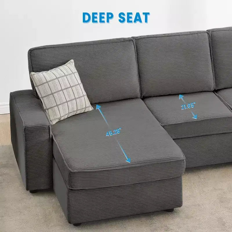 Divano sezionale modulare a 10 posti, divano letto convertibile a U con chaise longue, braccioli larghi, divano in velluto a coste Cloud per soggiorno/camera da letto
