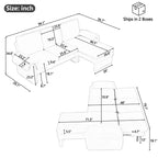Divano componibile a L moderno da 94", con chaise longue convertibile e schienale regolabile da 90° a 180°
