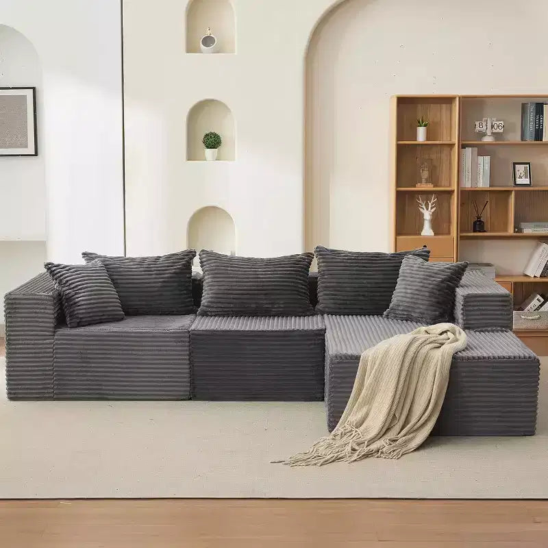 Acekool Divano modulare sezionale Cloud da 274 cm con chaise longue, morbido divano a L senza struttura per soggiorno