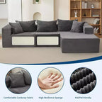 Acekool Divano modulare sezionale Cloud da 274 cm con chaise longue, morbido divano a L senza struttura per soggiorno