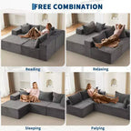 Acekool Divano modulare sezionale Cloud da 274 cm con chaise longue, morbido divano a L senza struttura per soggiorno