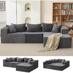 Acekool Divano modulare sezionale Cloud da 274 cm con chaise longue, morbido divano a L senza struttura per soggiorno