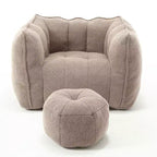 Soft Bean Bag Chair with High-Resilience Foam, Square Lazy Sofa with Footstool & Removable Cover for Adults, Gaming, Reading and TV