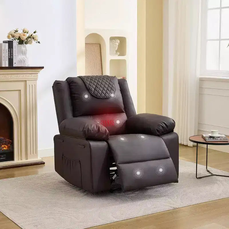 Poltrona reclinabile manuale Acekool, massaggio e riscaldamento, regolabile a 135°, tasche laterali, per soggiorno e camera da letto