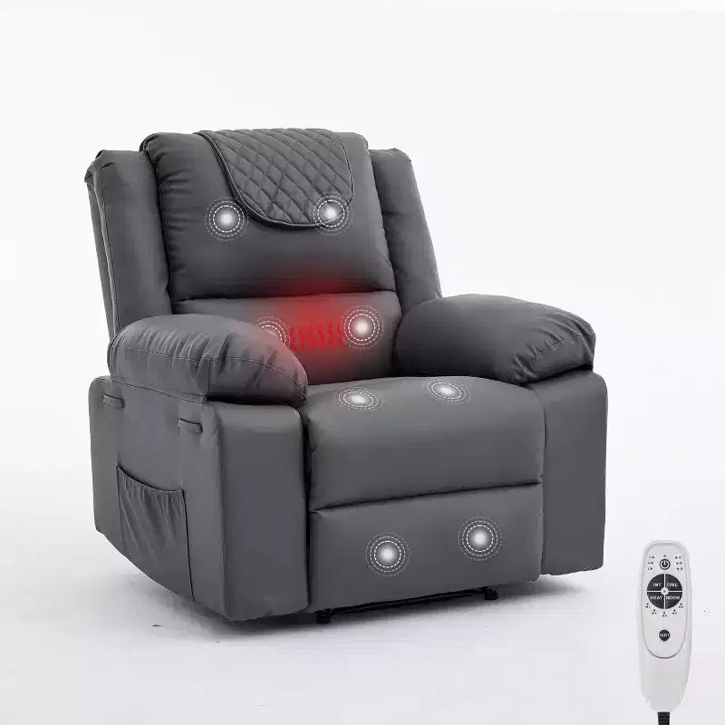 Poltrona reclinabile manuale Acekool, massaggio e riscaldamento, regolabile a 135°, tasche laterali, per soggiorno e camera da letto