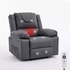 Poltrona reclinabile manuale Acekool, massaggio e riscaldamento, regolabile a 135°, tasche laterali, per soggiorno e camera da letto