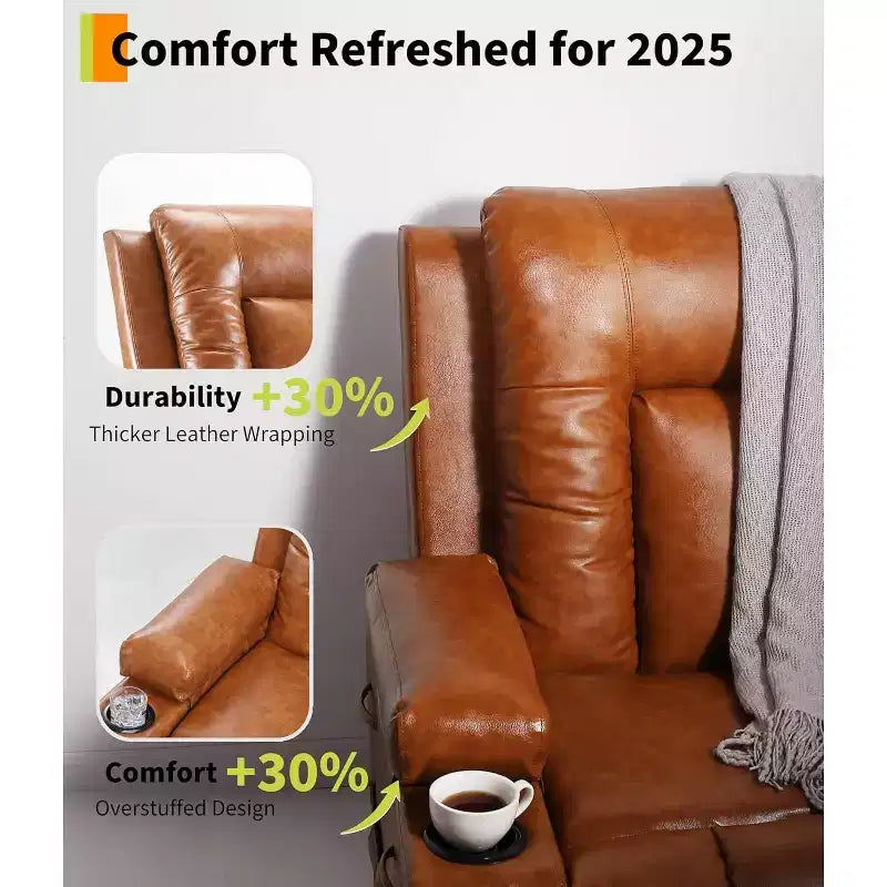 Poltrona reclinabile elettrica Acekool Power Lift, calore e massaggio, poltrona reclinabile regolabile in PU per anziani, soggiorno
