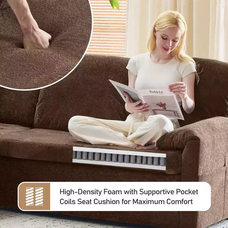 Karl Home | Divano Componibile a U in Velluto Imbottito con Funzione Letto, Divano Angolare