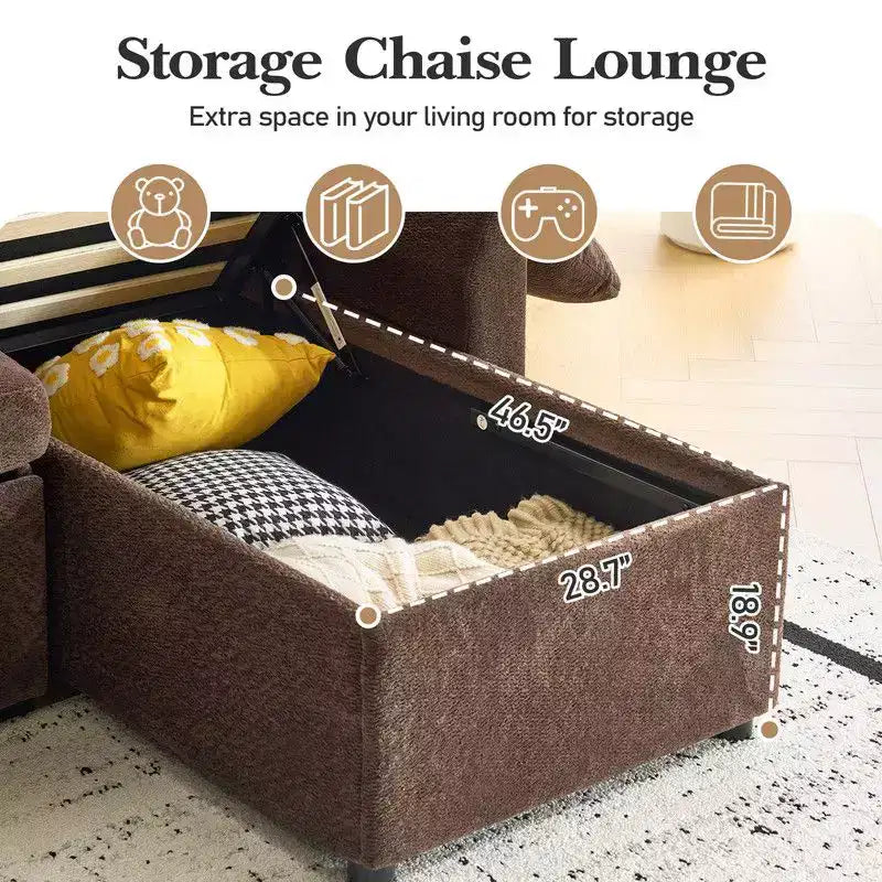 Karl Home | Divano Componibile a U in Velluto Imbottito con Funzione Letto, Divano Angolare