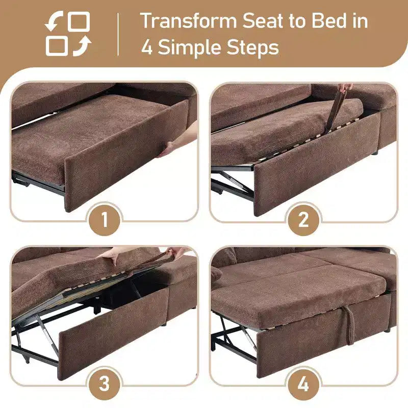 Karl Home | Divano Componibile a U in Velluto Imbottito con Funzione Letto, Divano Angolare