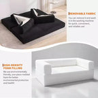 Divano Letto Convertibile, Divano Letto Pieghevole 5-in-1 con Struttura Fissa e Braccioli Rimovibili, Divano Futon Modulare in Velluto a Coste per Piccoli Spazi