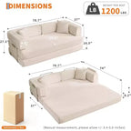 Divano Letto Convertibile, Divano Letto Pieghevole 5-in-1 con Struttura Fissa e Braccioli Rimovibili, Divano Futon Modulare in Velluto a Coste per Piccoli Spazi