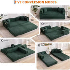 Divano Letto Convertibile, Divano Letto Pieghevole 5-in-1 con Struttura Fissa e Braccioli Rimovibili, Divano Futon Modulare in Velluto a Coste per Piccoli Spazi