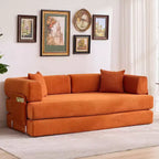 Divano Letto Convertibile, Divano Letto Pieghevole 5-in-1 con Struttura Fissa e Braccioli Rimovibili, Divano Futon Modulare in Velluto a Coste per Piccoli Spazi