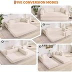 Divano Letto Convertibile, Divano Letto Pieghevole 5-in-1 con Struttura Fissa e Braccioli Rimovibili, Divano Futon Modulare in Velluto a Coste per Piccoli Spazi