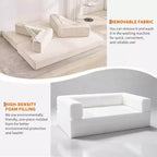 Divano Letto Convertibile, Divano Letto Pieghevole 5-in-1 con Struttura Fissa e Braccioli Rimovibili, Divano Futon Modulare in Velluto a Coste per Piccoli Spazi