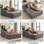 Poltrona divano senza struttura Cloud-Like 67x50x29, chaise longue oversize in velluto a coste con seduta profonda, divano letto, per soggiorno e camera da letto