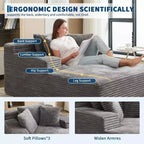 Poltrona divano senza struttura Cloud-Like 67x50x29, chaise longue oversize in velluto a coste con seduta profonda, divano letto, per soggiorno e camera da letto