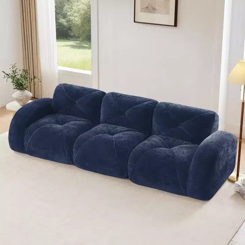 Divano senza struttura Clihome 110 con trapuntatura, tessuto in morbido velluto, divano componibile, spugna ad alta densità 32D, design antiscivolo, design ergonomico della base