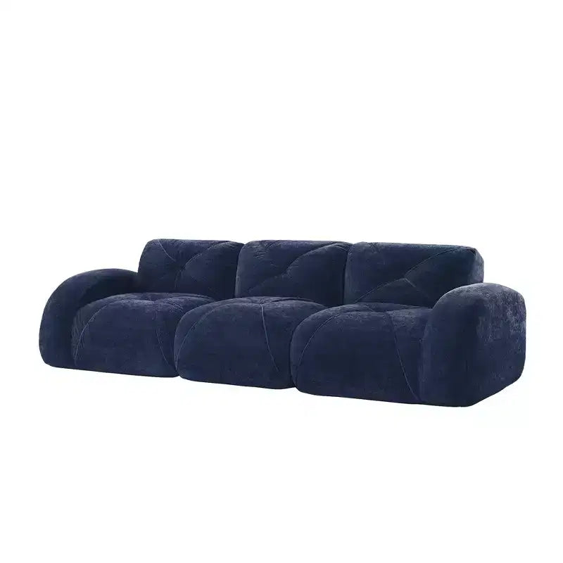 Divano senza struttura Clihome 110 con trapuntatura, tessuto in morbido velluto, divano componibile, spugna ad alta densità 32D, design antiscivolo, design ergonomico della base