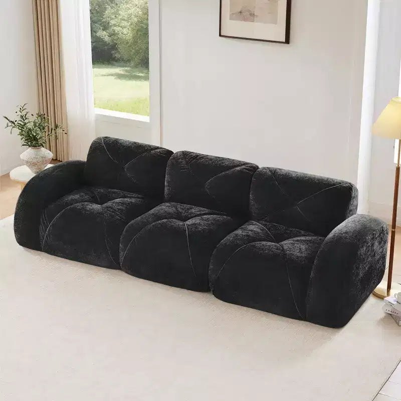 Divano senza struttura Clihome 110 con trapuntatura, tessuto in morbido velluto, divano componibile, spugna ad alta densità 32D, design antiscivolo, design ergonomico della base