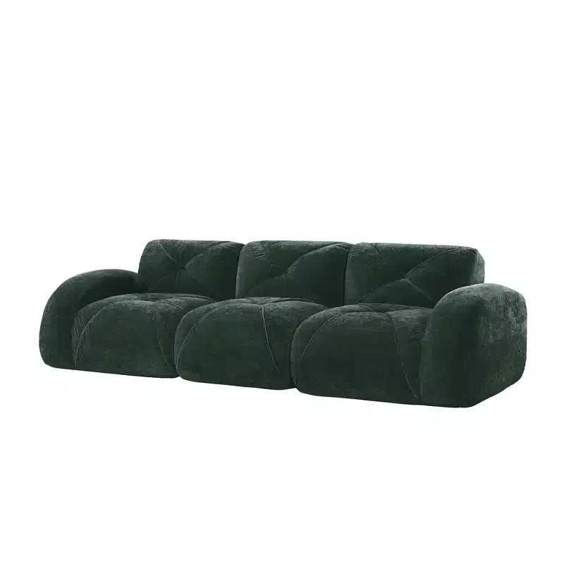 Divano senza struttura Clihome 110 con trapuntatura, tessuto in morbido velluto, divano componibile, spugna ad alta densità 32D, design antiscivolo, design ergonomico della base