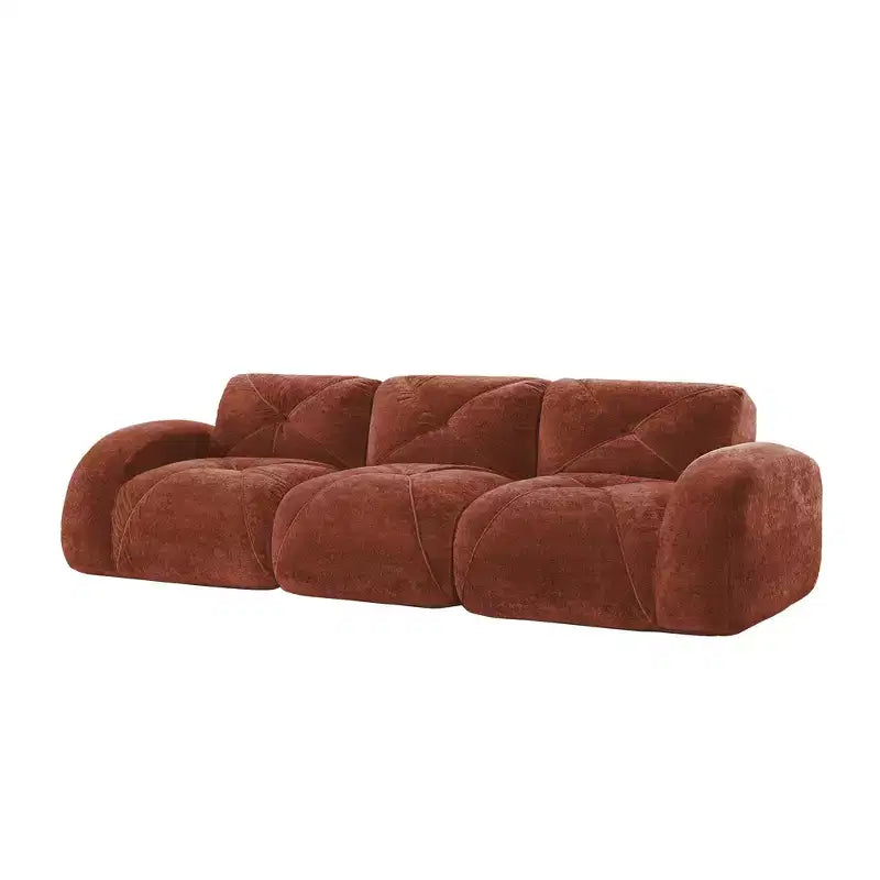 Divano senza struttura Clihome 110 con trapuntatura, tessuto in morbido velluto, divano componibile, spugna ad alta densità 32D, design antiscivolo, design ergonomico della base