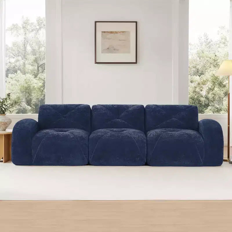 Divano senza struttura Clihome 110 con trapuntatura, tessuto in morbido velluto, divano componibile, spugna ad alta densità 32D, design antiscivolo, design ergonomico della base