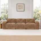 Divano senza struttura Clihome 110 con trapuntatura, tessuto in morbido velluto, divano componibile, spugna ad alta densità 32D, design antiscivolo, design ergonomico della base
