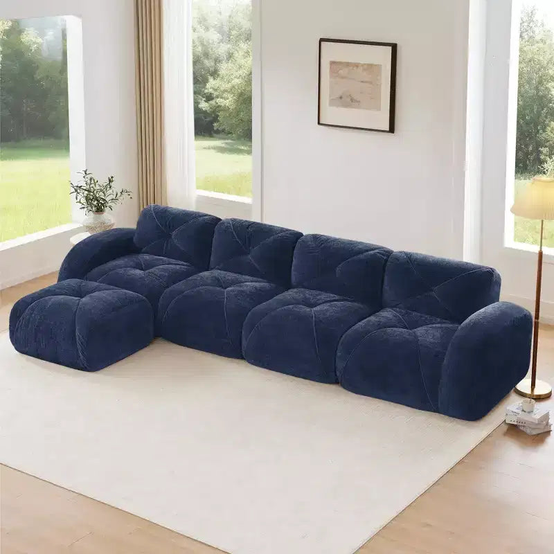 Clihome Tessuto morbido in velluto a forma di L, fondo in spugna ad alta densità 32D, fondo dal design ergonomico, design antiscivolo, combinazione libera, pouf mobile