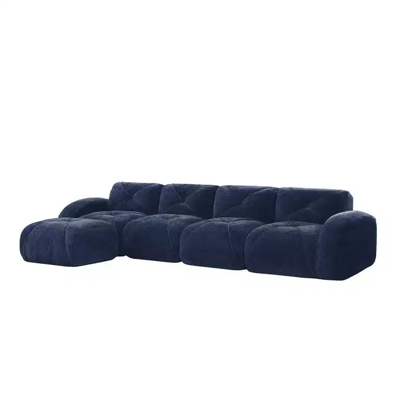 Clihome Tessuto morbido in velluto a forma di L, fondo in spugna ad alta densità 32D, fondo dal design ergonomico, design antiscivolo, combinazione libera, pouf mobile