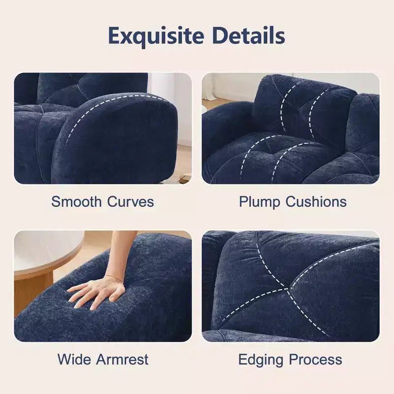 Clihome Tessuto morbido in velluto a forma di L, fondo in spugna ad alta densità 32D, fondo dal design ergonomico, design antiscivolo, combinazione libera, pouf mobile