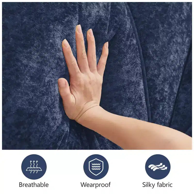 Clihome Tessuto morbido in velluto a forma di L, fondo in spugna ad alta densità 32D, fondo dal design ergonomico, design antiscivolo, combinazione libera, pouf mobile