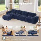 Clihome Tessuto morbido in velluto a forma di L, fondo in spugna ad alta densità 32D, fondo dal design ergonomico, design antiscivolo, combinazione libera, pouf mobile