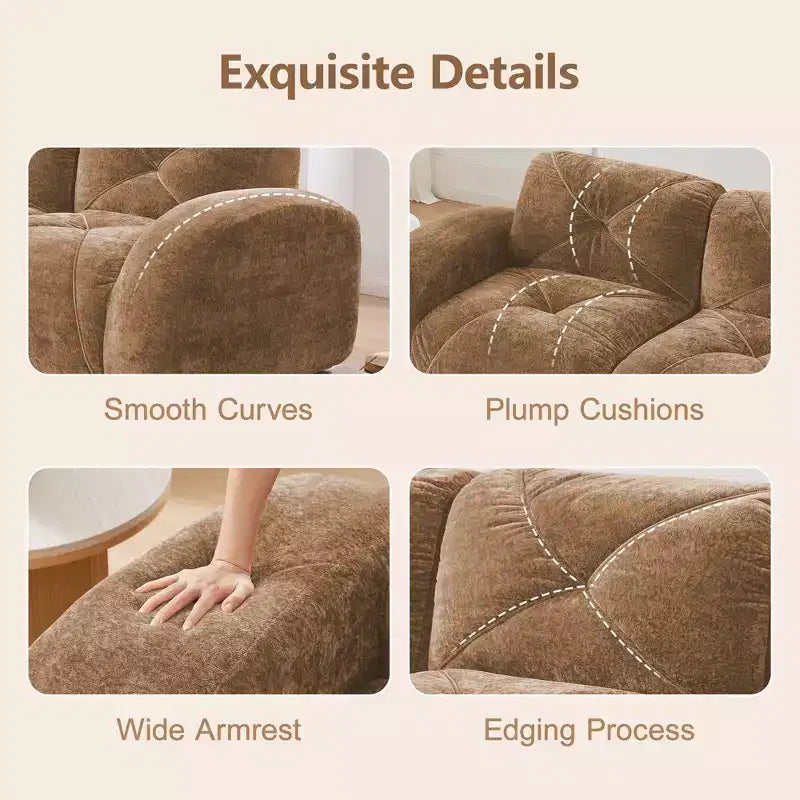 Clihome Tessuto morbido in velluto a forma di L, fondo in spugna ad alta densità 32D, fondo dal design ergonomico, design antiscivolo, combinazione libera, pouf mobile