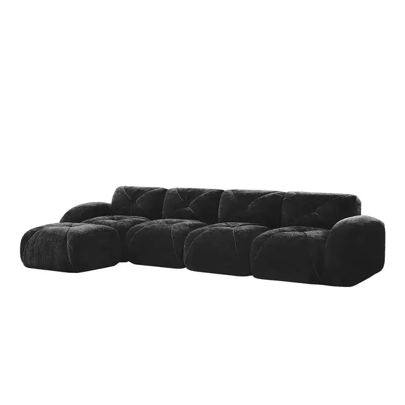 Clihome Tessuto morbido in velluto a forma di L, fondo in spugna ad alta densità 32D, fondo dal design ergonomico, design antiscivolo, combinazione libera, pouf mobile
