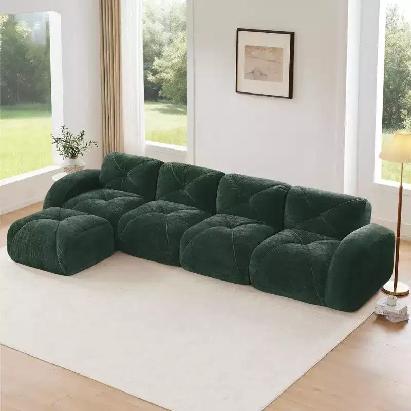 Clihome Tessuto morbido in velluto a forma di L, fondo in spugna ad alta densità 32D, fondo dal design ergonomico, design antiscivolo, combinazione libera, pouf mobile