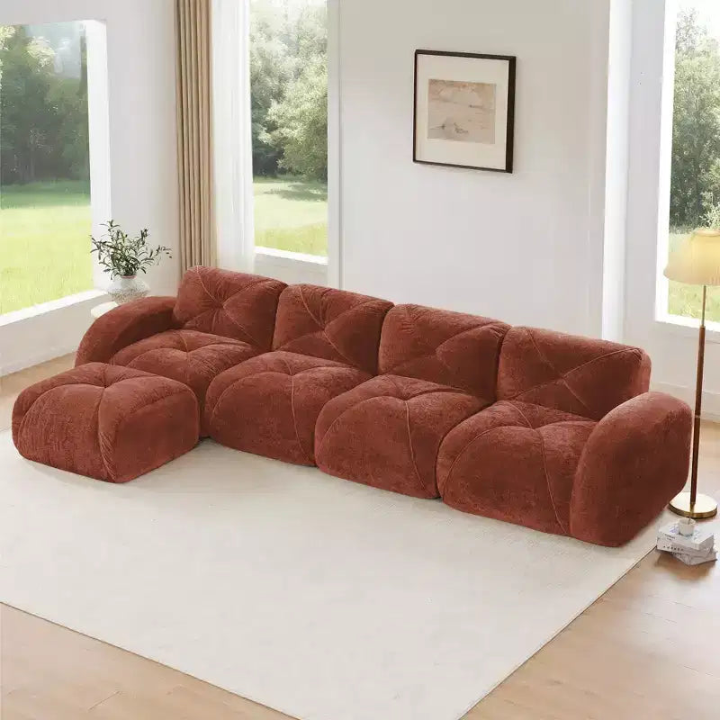 Clihome Tessuto morbido in velluto a forma di L, fondo in spugna ad alta densità 32D, fondo dal design ergonomico, design antiscivolo, combinazione libera, pouf mobile