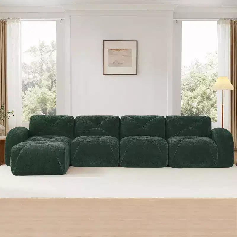 Clihome Tessuto morbido in velluto a forma di L, fondo in spugna ad alta densità 32D, fondo dal design ergonomico, design antiscivolo, combinazione libera, pouf mobile
